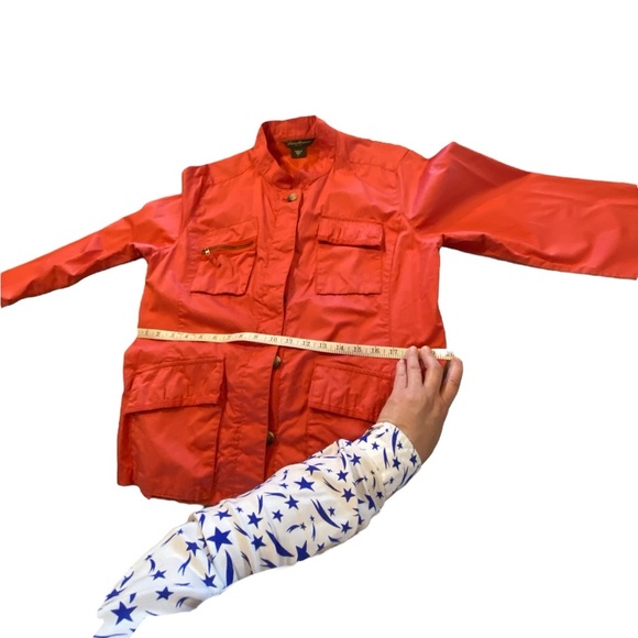 Eddie Bauer 100% Cotton persimmon orange  Lightweight Button Fall Utility Jacket - Picture 9 of 11